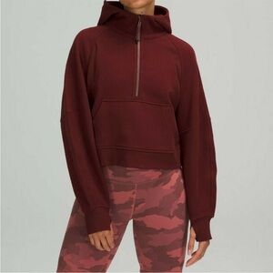 Lululemon Athletica Burgundy Half-Zip Scuba Crop Hoodie